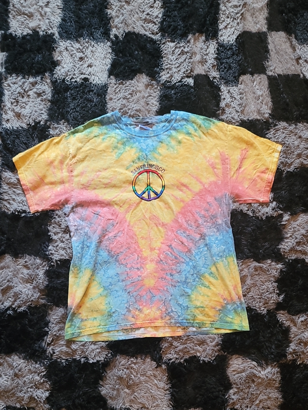 Hanes Tie-Dye Short Sleeve Tee with Peace Sign